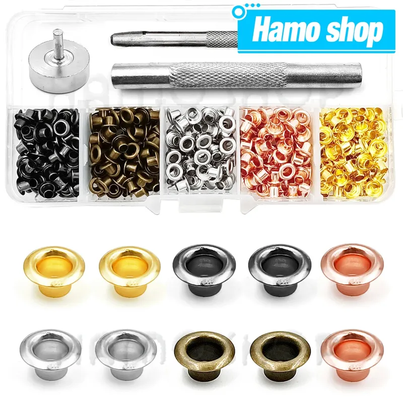 200 stücke Metall Öse Gromment Kit Öse Punch Installieren Werkzeug Set Mit Lagerung Box Für LeatherCraft Schuhe Gürtel Kappe Tasche Tags kleidung