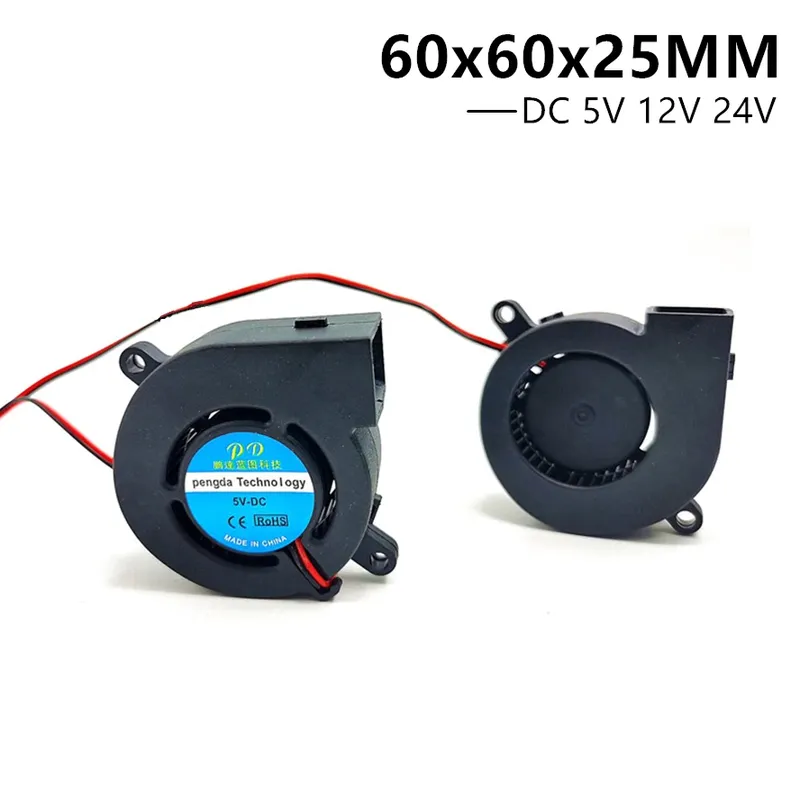 6CM 6025 60x60x25MM Gebläse DC 5V 12V 24V 60X25MM Gebläse für Luftbefeuchter Lüfter 2PIN