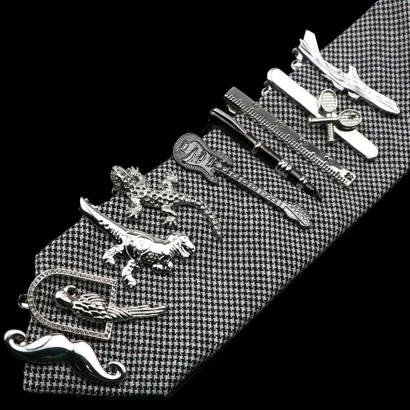 1-teilige Chrom-Edelstahl-Krawattenklammern für Gitarre, Eidechse, Dinosaurier, Vogel, Schwert, Stiftform, Krawattenklammer für Herren, Geschenk