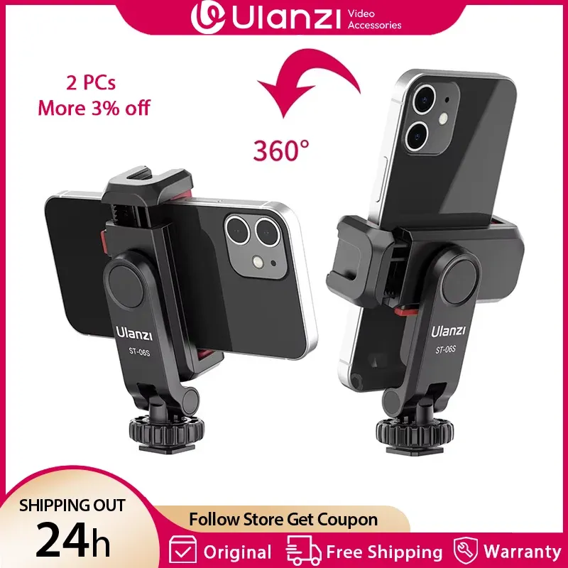 Ulanzi ST-06S Vertikale Aufnahme Telefon Halterung für DSLR Kamera Monitor Halterung Stativ Halterung Klemme für Smartphone Vlog Schießen