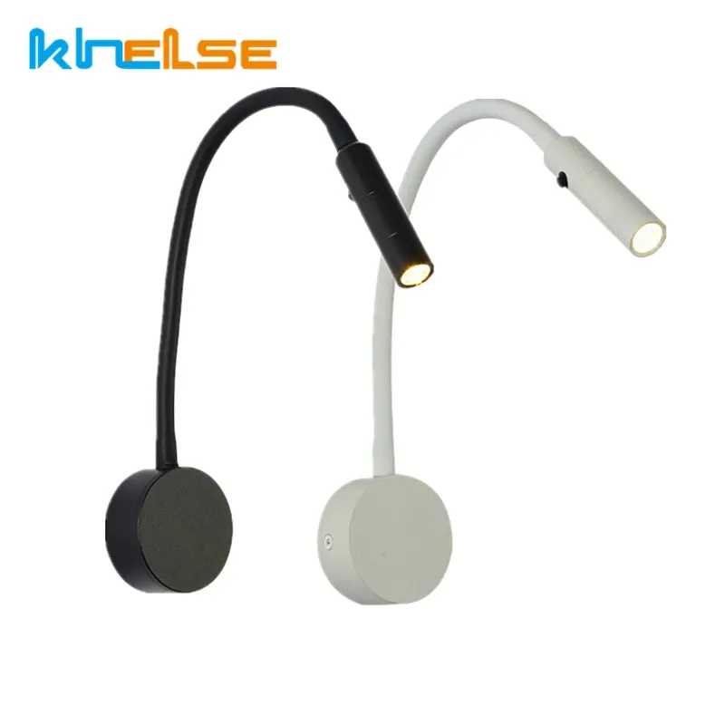 Moderne LED Lesen Wand Lampe 1W/3W Flexible Schlauch Nacht Wand Leuchte Schlafzimmer Studie Buch Wand licht Mit Schalter AC85-265V