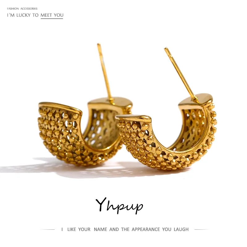 Yhpup Edelstahl Ungewöhnliche Ohrringe Statement Metall Golden Geometrisch Damen Ohrstecker Charm Schmuck Gia Kush би Oviro Gala Geschenk