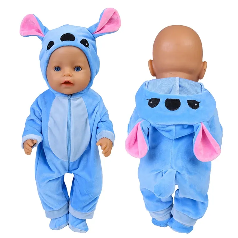 43 cm Puppen-Outfits für 17-Zoll-Puppen, Baby-Born-Puppe, süße Pullover, Strampler, Anzug + Schuhe, warme Kleidung auf einer Puppe, Baby-Weihnachtsgeschenk