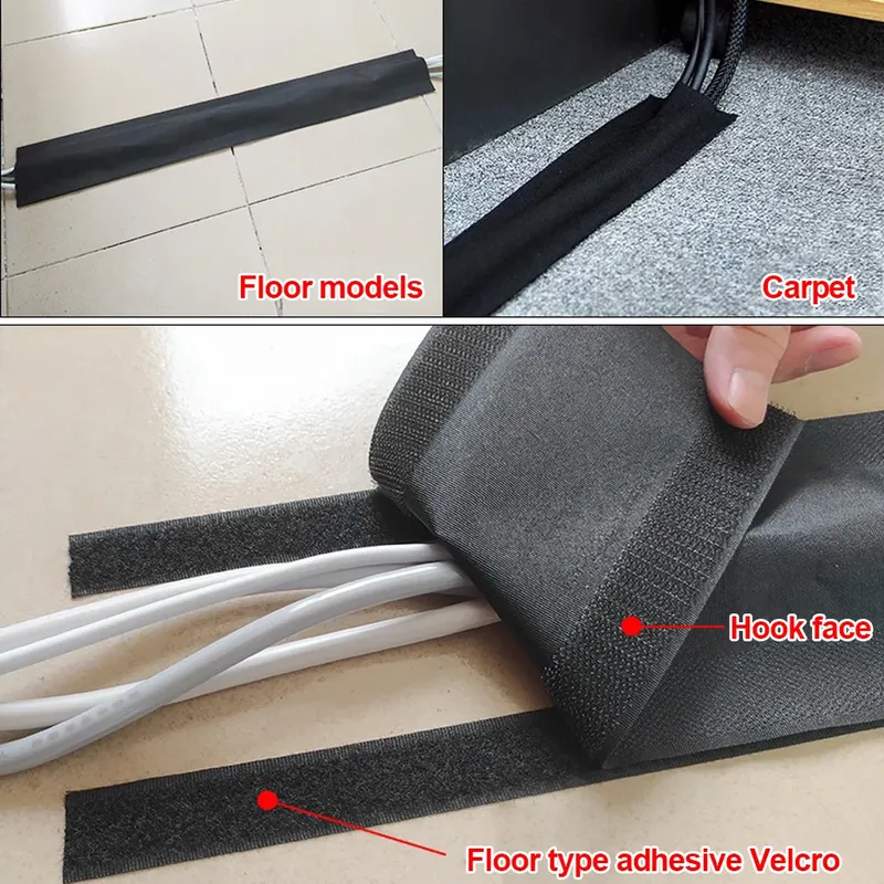 1/3 meter Kabel Abdeckung Nylon Klebrige Draht Protector Boden Decke Wiederverwendbare Management Schnur Rohr Für Boden/Teppich/Stamm/schreibtisch