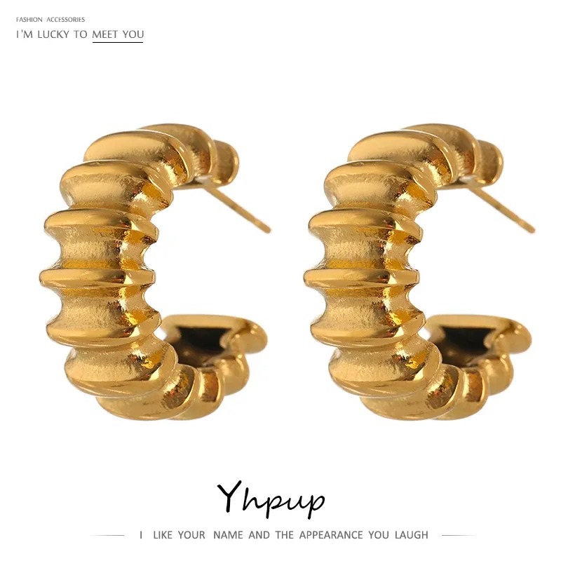 Yhpup Edelstahl Ungewöhnliche Ohrringe Einfache Metall 18 K PVD Überzogene Geometrische Stud Modeschmuck украшения бижутерия Geschenk