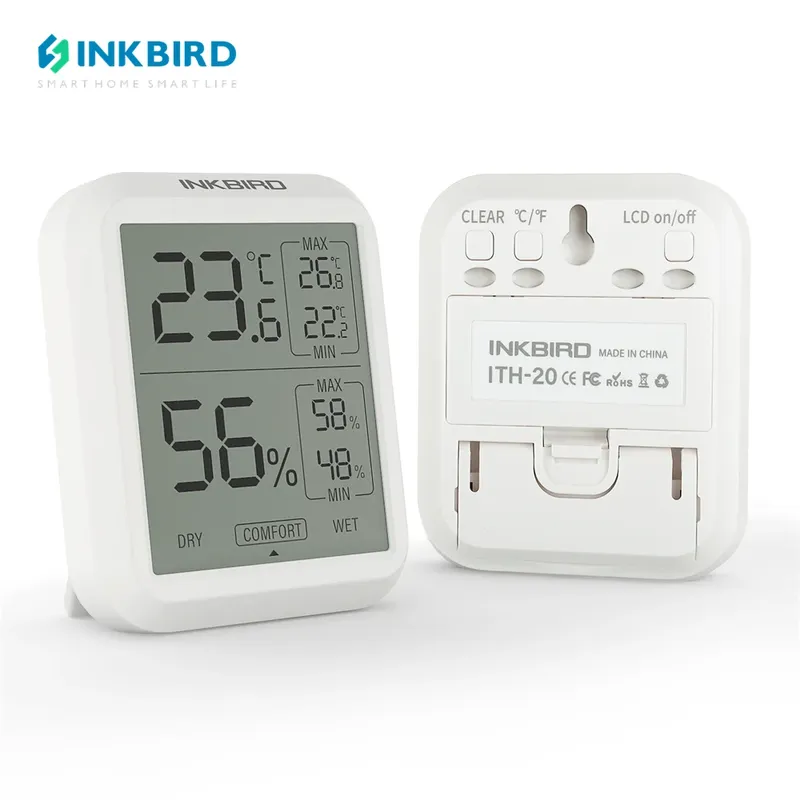 INKBIRD Digitales Thermometer und Hygrometer ITH-20, sofort ablesbarer Temperatur- und Feuchtigkeitsmesser-Monitor für Innen- und Außenbereiche, 2,8 Zoll
