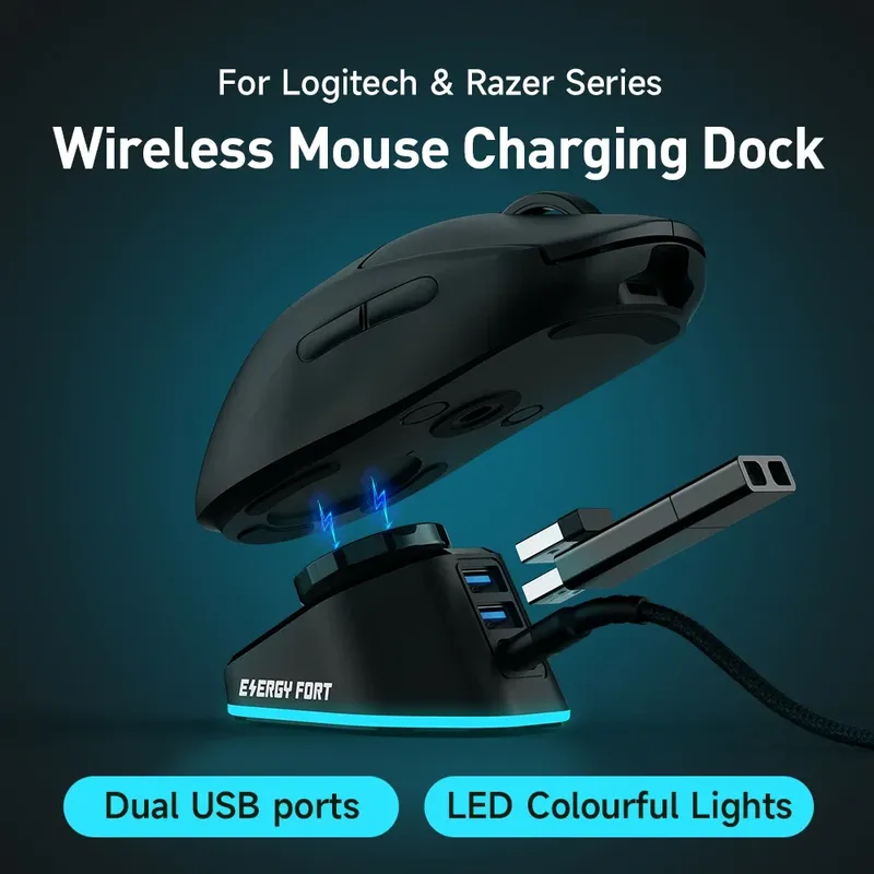 Gaming-Maus-Ladegerät für Logitech G PRO Wireless X Superlight 2 DEX G502 X Plus G703 G903 HERO Pro 2 Lightspeed Mäuse Dock Station