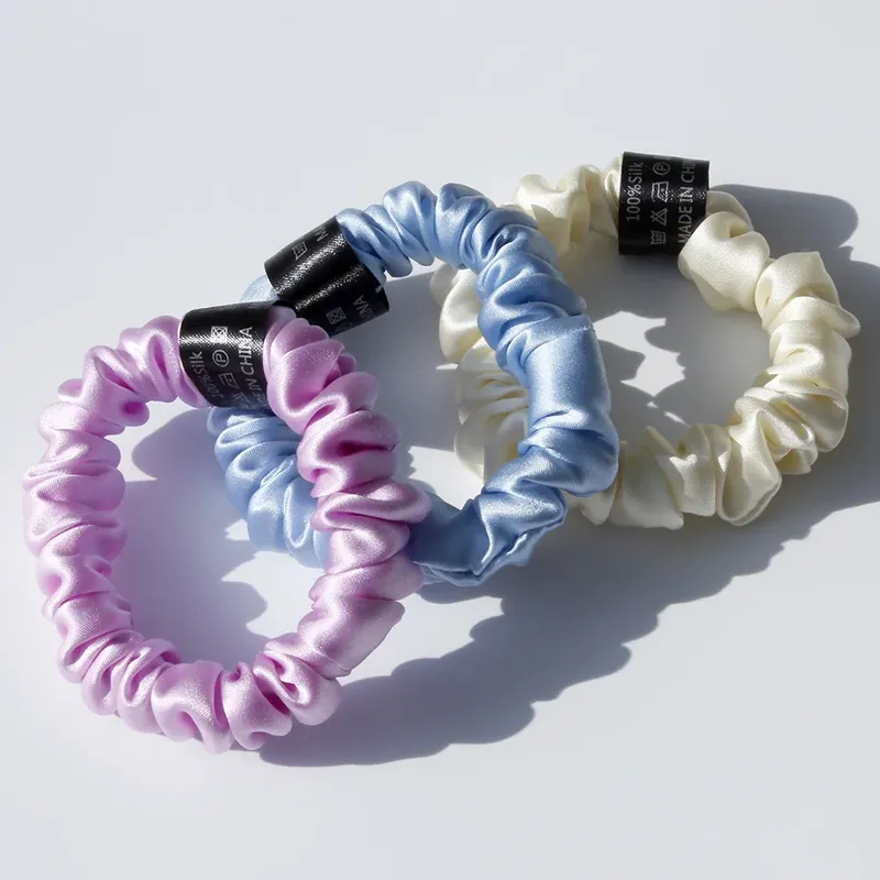 Haargummis aus 100 % reiner Maulbeerseide, Haargummis, Gummibänder für Damen und Mädchen, kleiner elastischer Pferdeschwanzhalter, keine Schäden, 19 Momme, 1,5 cm