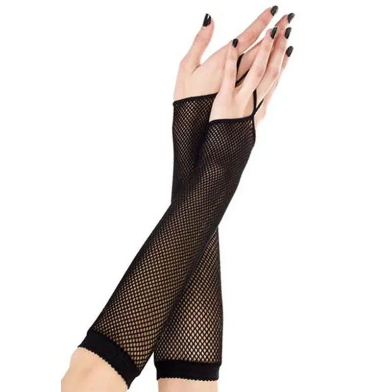 Schwarz Neue Frauen Lange Fishnet Handschuhe Sommer Mesh Hohl Sonnencreme Handschuhe Mädchen Gothic Punk Rock Fahren Nicht-Slip Arm hülse