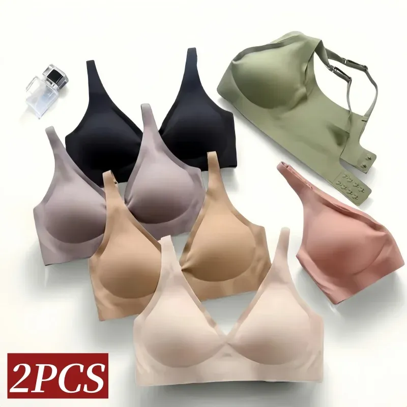 2 Teile/satz Nahtlose Bhs Für Frauen Drahtlose Unterwäsche Push-Up Büstenhalter Weich Gepolsterte Dessous Weibliche Sexy Dessous Nachtwäsche S-XXL