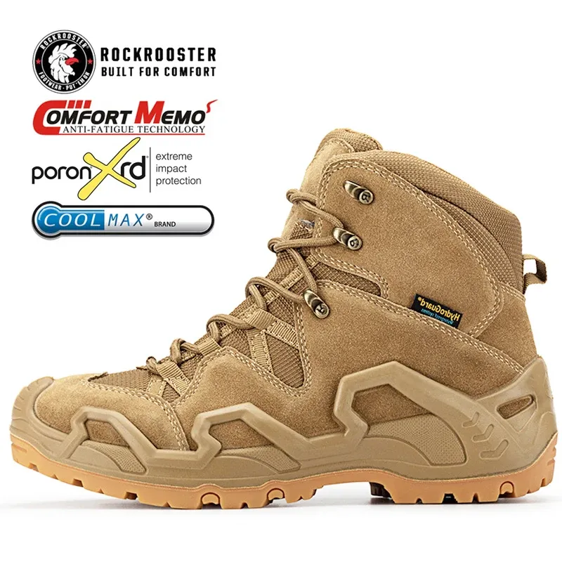 ROCKROOSTER Wanderschuhe Herren wasserdichte Jagdstiefel Taktische Wüstenkampfstiefel Trekking Knöchel Bergleder Sneakers