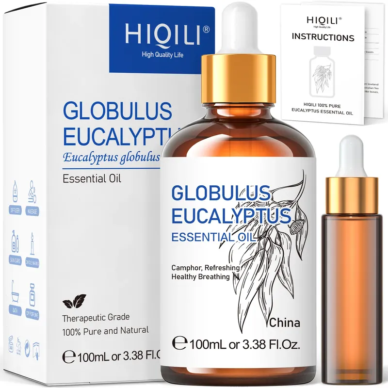 HIQILI 100 ml Eukalyptus-Vanille, Weihrauch, Minze, Sandelholz, Rose, ätherische Öle für Diffusor, Luftbefeuchter, Kerzenherstellung, Massage