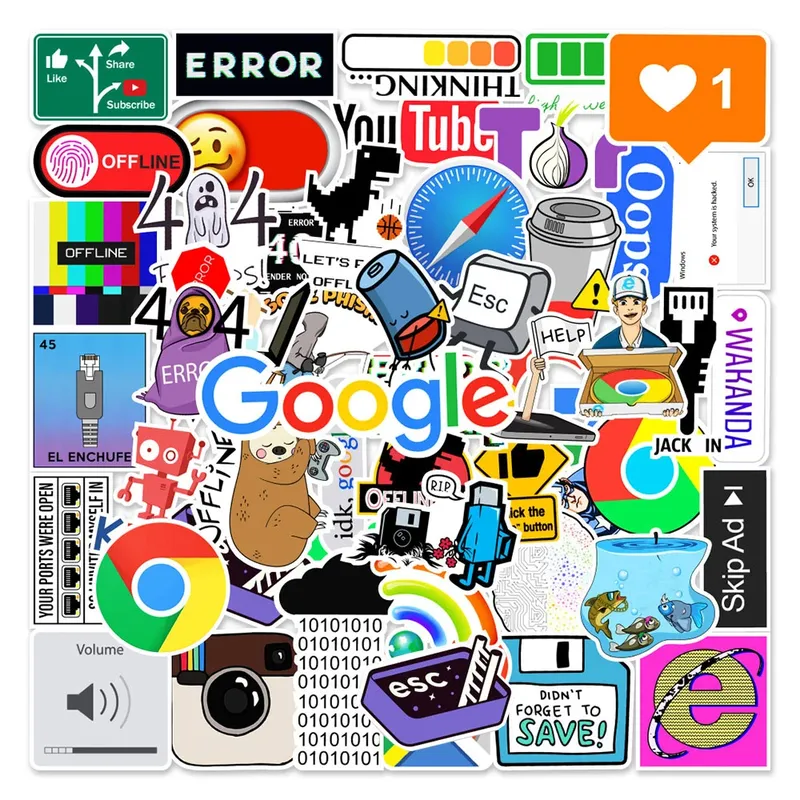 10/30/50 stücke Cartoon Programmierung 404 Netzwerk Fehler Graffiti Aufkleber DIY Laptop Motorrad Auto Computer Wasserdichte Aufkleber Aufkleber