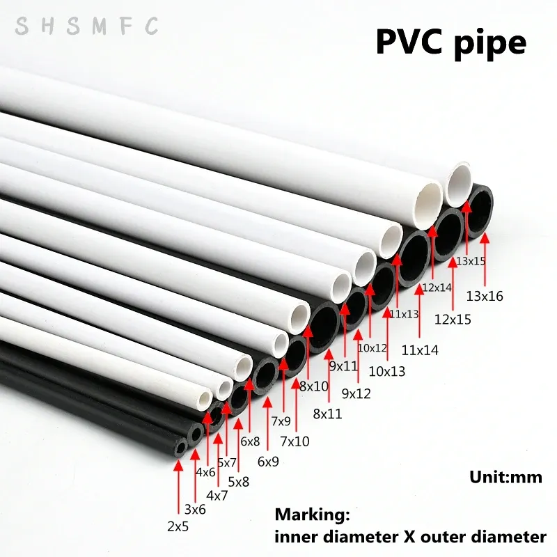 2 stücke Länge 50cm Äußere Durchmesser 5 ~ 16mm Weiß und Schwarz PVC Rohr Aquarium Aquarium Rohr garten Bewässerung Bewässerung Armaturen DIY