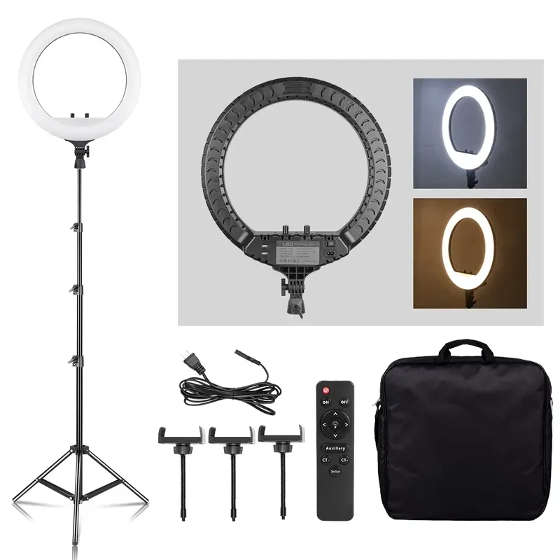 SH 18 Zoll Ringlicht LED Selfie-Videolampe mit Stativ und Handyhalterung für YouTube Live-Beleuchtung, Fotografie und Fotostudio