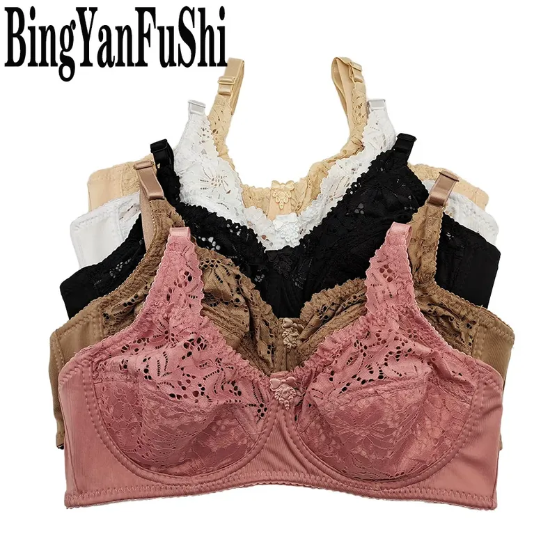 Sexy Spitze Frauen BH Top Full Cup Minimizer Floral große Brust große Büste BH dünn gepolsterte Baumwolle Bralette Bügel Push-up-BHs C27