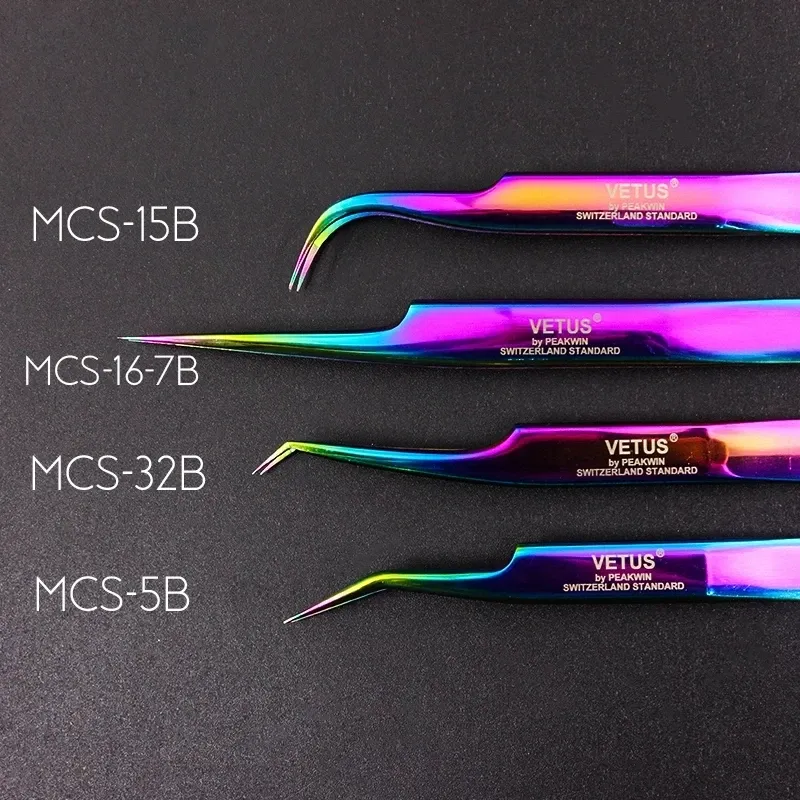 100 % Vetus Original MCS-Serie, neuer Stil, Premium-Wimpernpinzette, ultrafeine Spitze, verbessert für 3D-6D-Wimpernverlängerungen