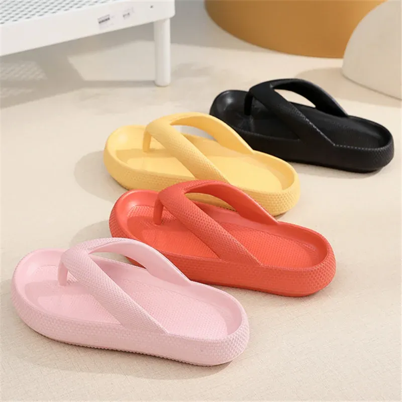 Rimocy Damen-Flip-Flops mit weicher Sohle, EVA, 2025, Sommer, Strand, rutschfeste Wolken-Hausschuhe, Damen, dicke Plattform, Clip-Zehe, Badezimmer-Rutschen