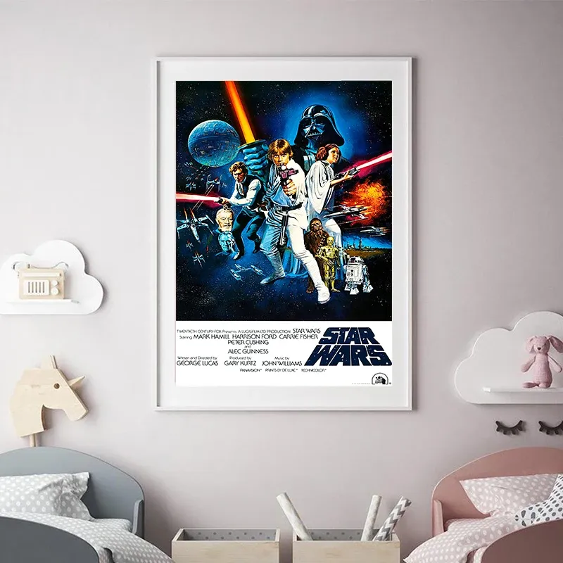 Eine neue Hoffnung 1977 Original Space Wars Filmplakat Kunstdruck Science-Fiction Vintage Film Leinwandbild Wandbilder Heimdekoration