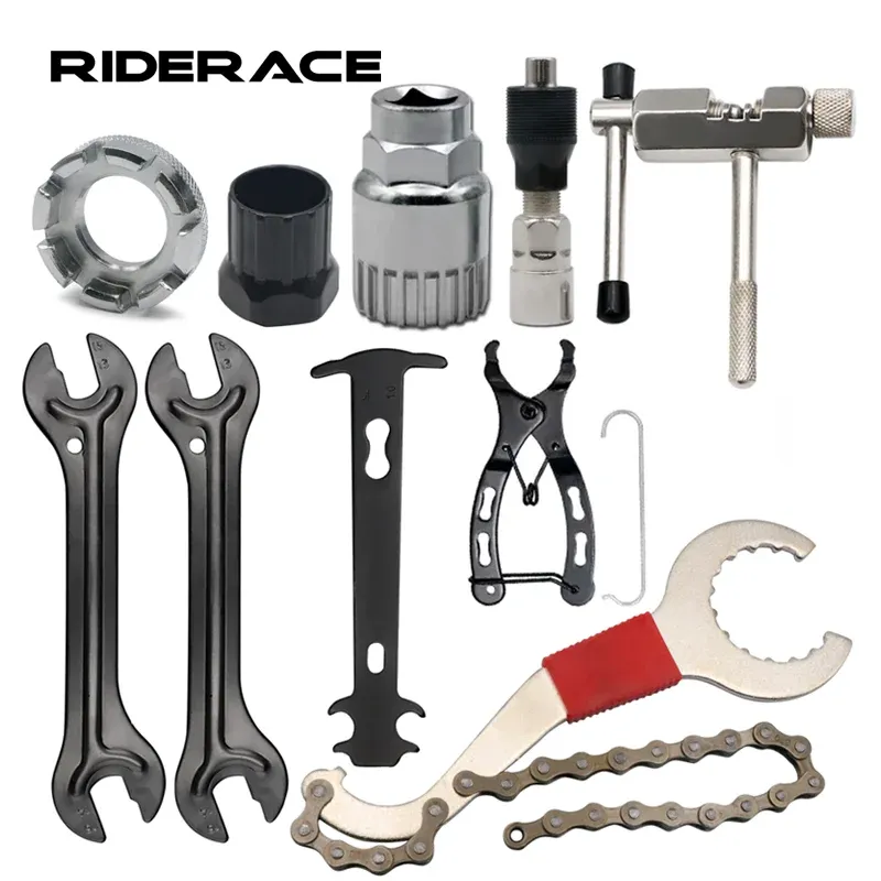 Fahrrad-Reparatur-Werkzeugsets Kettenbrecher Kurbelabzieher MTB Fahrradketten-Messlineal Schwungrad-Entferner Outdoor-Fahrrad-Reparaturwerkzeuge