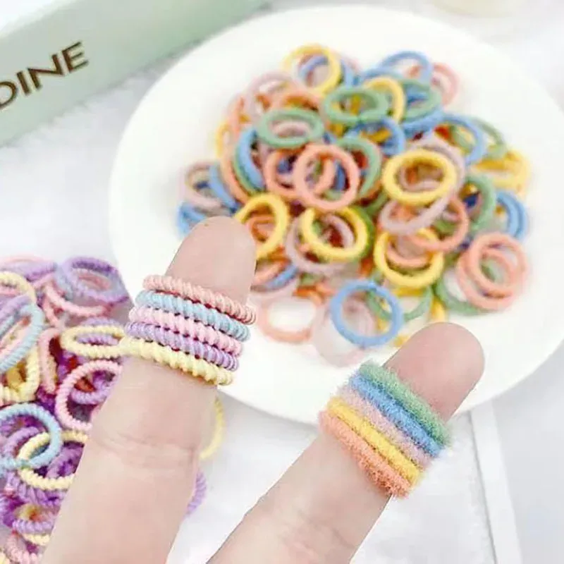 [100 Packungen] Baby-Gummiband schadet dem Haar nicht, kleiner Daumenring, hochelastischer Faden, nahtloses Haargummis-Set für Kleinkinder