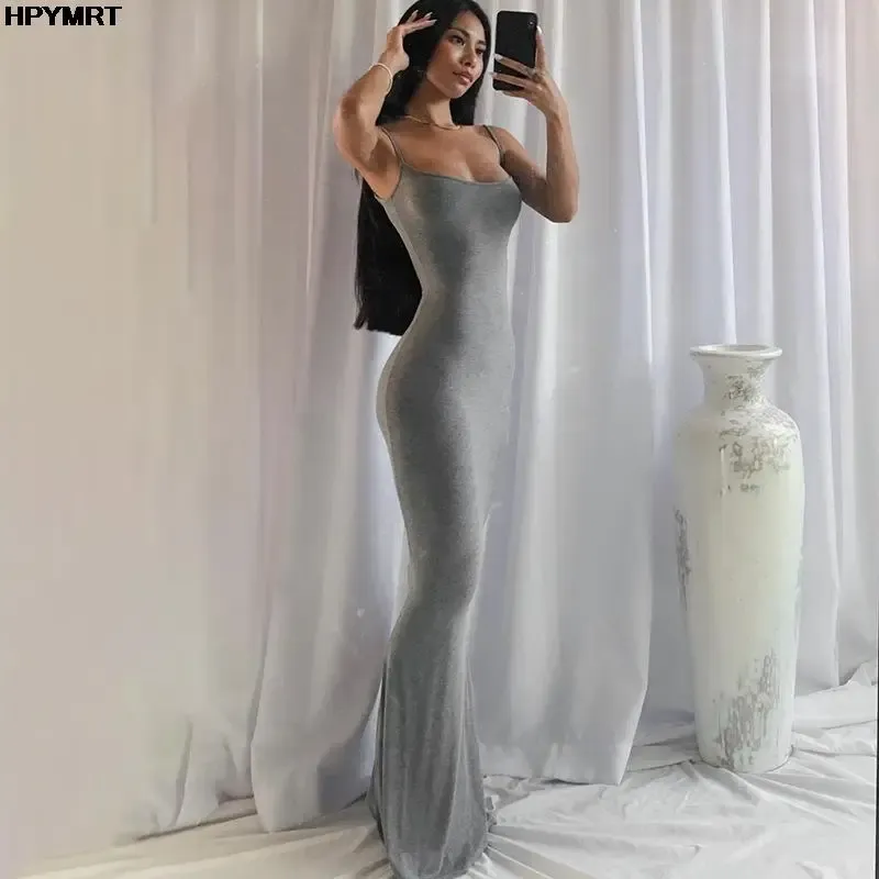 Satin Slip Sleeveless Backless Dünne Sexy Maxi Kleid 2022 Frühling Frauen Party Y2K Concise Bodycon Elegante Kleider Weibliche Kleidung