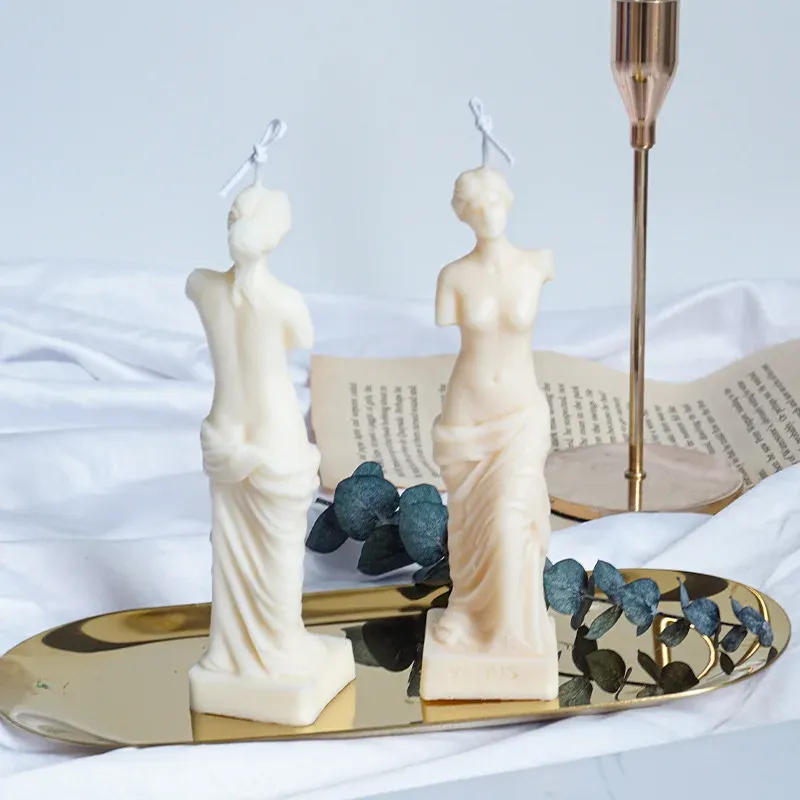 3D römische Säule Kerze Form alte Säule Silikonform DIY Venus Porträt duftende Kerze Körper Gips Silikonform Home Decor