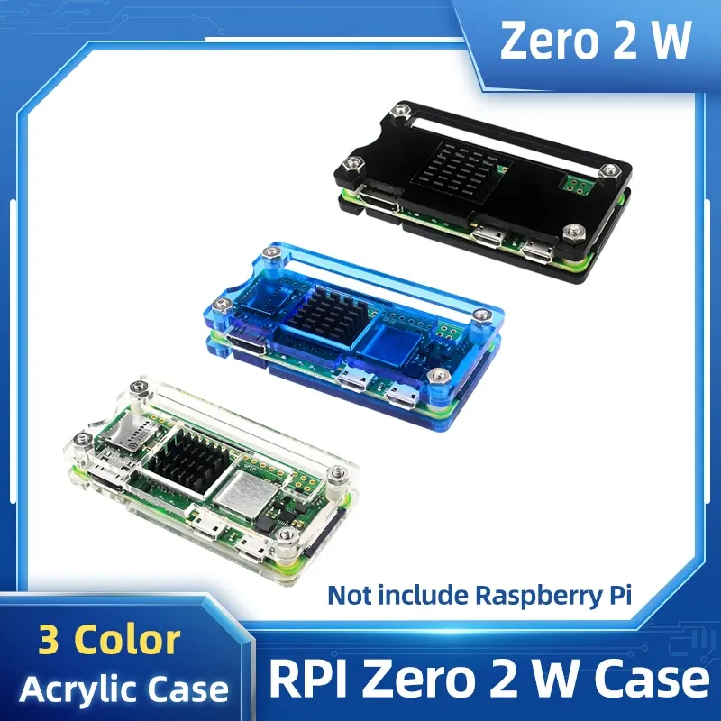Raspberry Pi Zero 2 W Acrylgehäuse, klare schwarze blaue Schale, optionaler passiver Kühlkörper für Raspberry Pi Zero 2 W