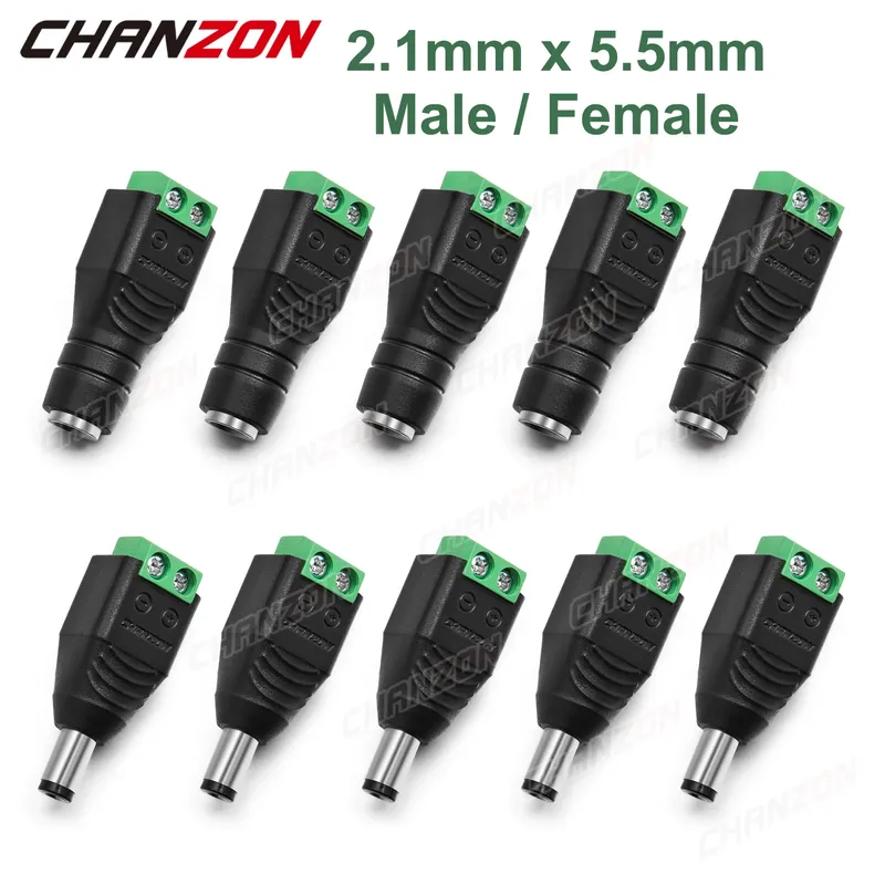 10 stücke 12 V DC Power Stecker Stecker Jack Männlich Weiblich Buchse Barrel 2,1mm x 5,5mm Adapter für CCTV Kamera LED Streifen Versorgung Terminal