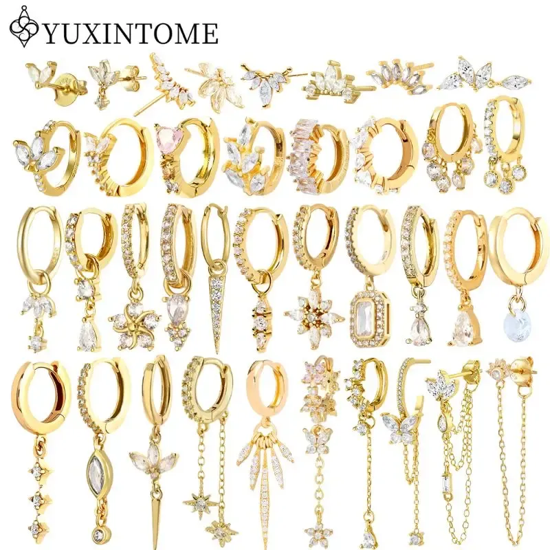 Damen-Ohrnadel aus 925er-Sterlingsilber, Kristall, Zirkon, Wassertropfen, Ohrstecker, Gold, Huggie-Ohrringe, Premium-Luxus-Party-Schmuck