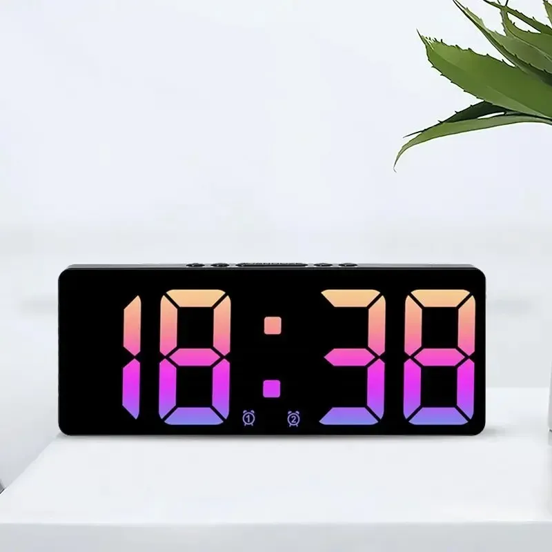 Sprachsteuerung Digitaler Wecker Temperatur Snooze Nachtmodus Desktop-Tischuhr 12/24 Stunden Anti-Stör-Funktion LED-Uhren Uhr