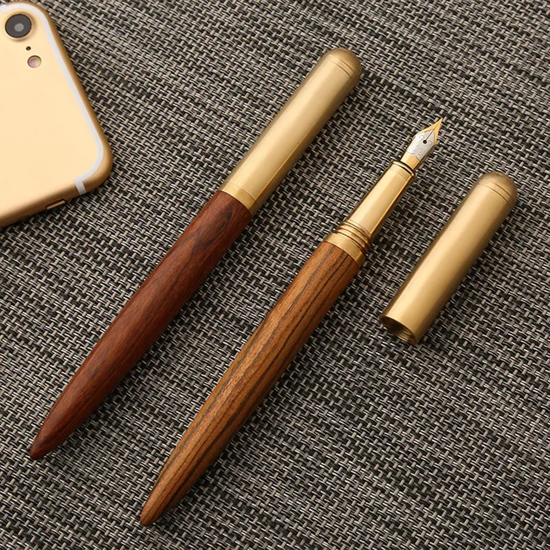 Retro Holz Bronze Füllfederhalter 0,5 mm Luxus Holz Büro Business Schreiben Kunst Kalligraphie Stifte Büro Schreibwaren Geschenk Tintenstift