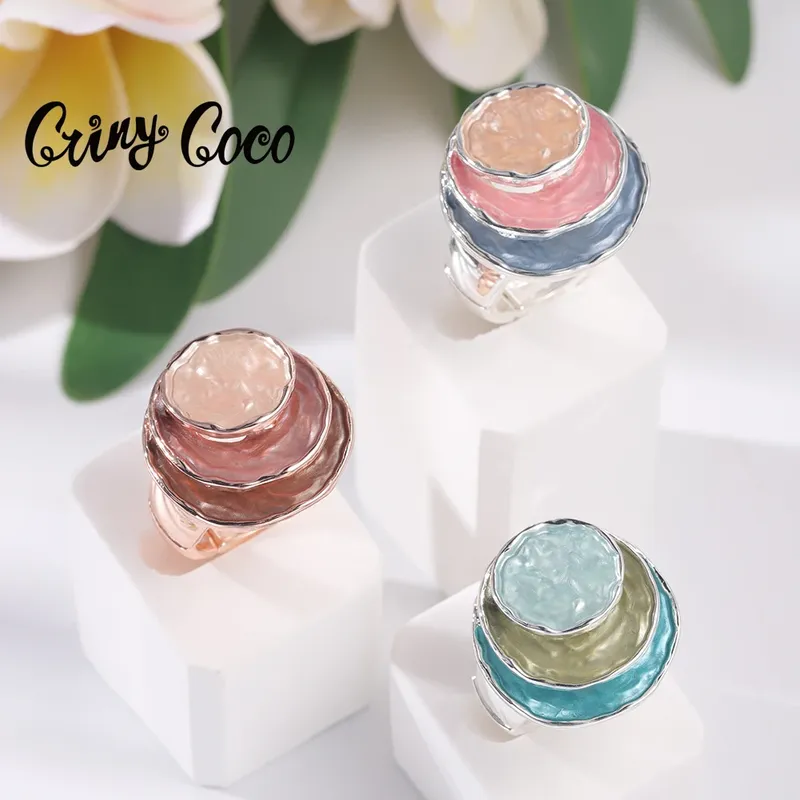 Cring Coco 2023, neues Design, Fingerringe, Modeschmuck, Frau, rund, geometrisch, Kreis, Legierung, verstellbarer Ring für Frauen, Großmutter