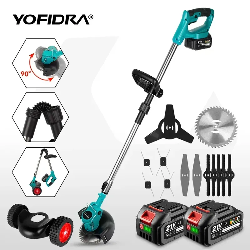 Schnurloser elektrischer Rasenmäher, faltbar, verstellbar, Trimmer, effizientes Garten-Beschneiden, Schneiden, Elektrowerkzeuge für Makita 18 V Akku-Pin