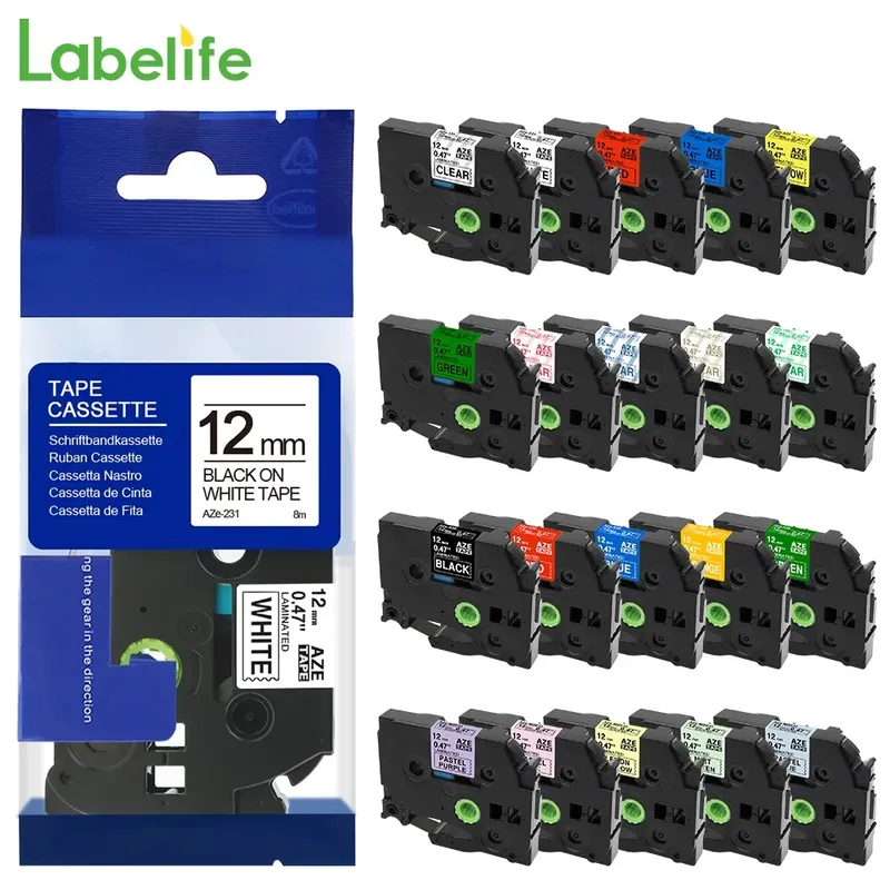 6/9/12mm Kompatibel für Brother Label Band 12mm tze-231 Laminiert Band für P-touch label Maker PTH110 PTP710bt PTD200 PTH100