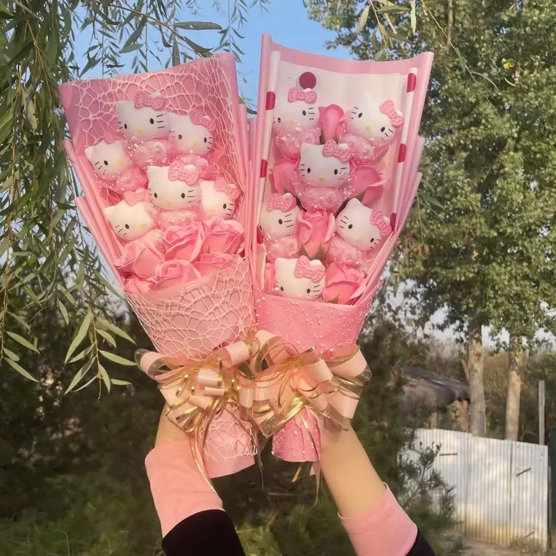 Cartoon Hallo Kitty Plüsch Puppe Spielzeug Kuscheltiere Kreative Blumenstrauß Valentinstag Weihnachten Abschluss Geburtstag Geschenke