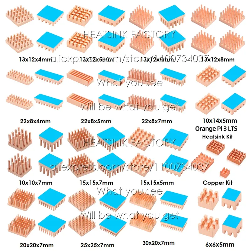 5 Stück Reines Kupfer Kühlkörper Kühlkörper Kühler Kühler für Raspberry/Banana Pi Elektronischer 3D-Drucker CHIP IC MOS mit Wärmeleitpad