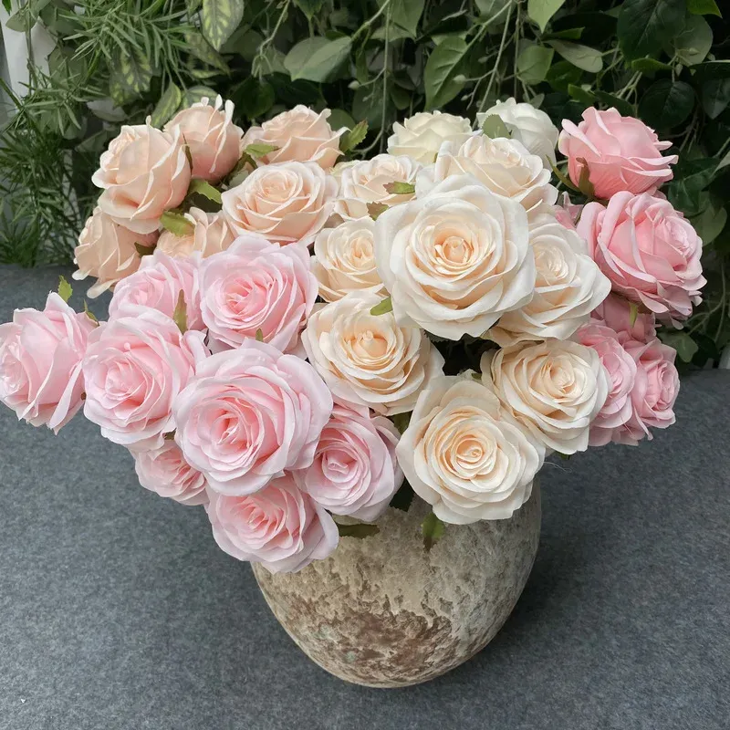 9 kopf Künstliche Rosa Rose Bouquet Blume Hochzeit Braut Fotografie Requisiten Hause Garten Dekoration Simulation Seide Rose Bouquet - 4.48 EUR