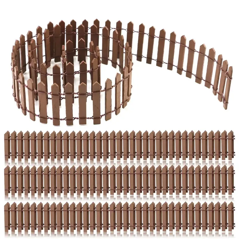 5x90cm Mini-Miniatur-Holzzaun für Feengarten, Mikrolandschaft, DIY, handgefertigte Accessoires für Pflanzentöpfe, Puppenhaus, Heimdekoration