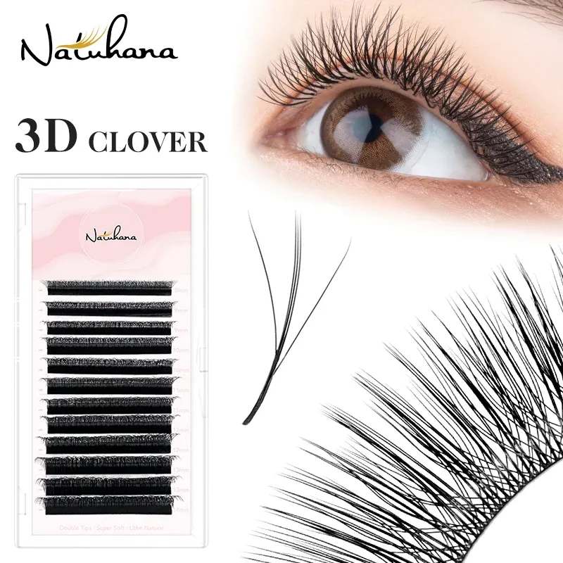 NATUHANA Neue 3DW Form Wimpernverlängerung 3D Vorgefertigte Volumen Fan Wimpern W Stil Wimpern Faux Nerz Volumen Wimpern Koreanisches Make-up