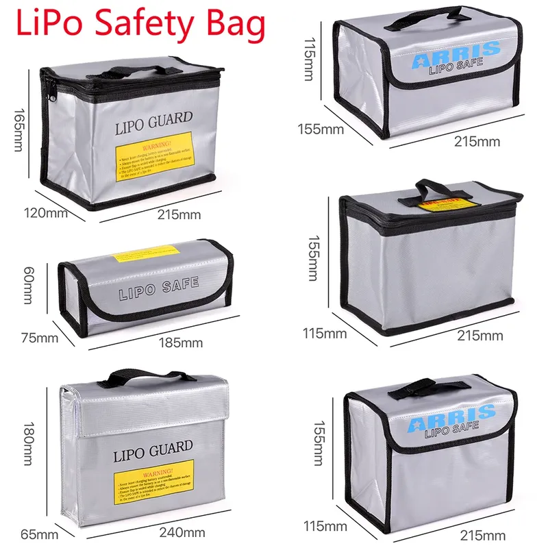 Lipo Guard Sicherheitstasche, feuerfest, explosionsgeschützt, tragbar, Lipo-Sicherheitstasche, 215 x 115 x 155 mm, für RC FPV Racing Drone Car Battery Safe