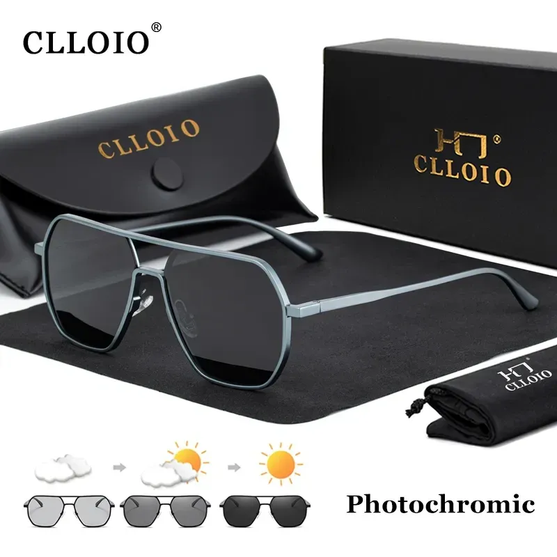 CLLOIO Neue Mode Aluminium Photochrome Sonnenbrille Männer Frauen Polarisierte Sonnenbrille Chameleon Anti-glare Fahren Oculos de sol