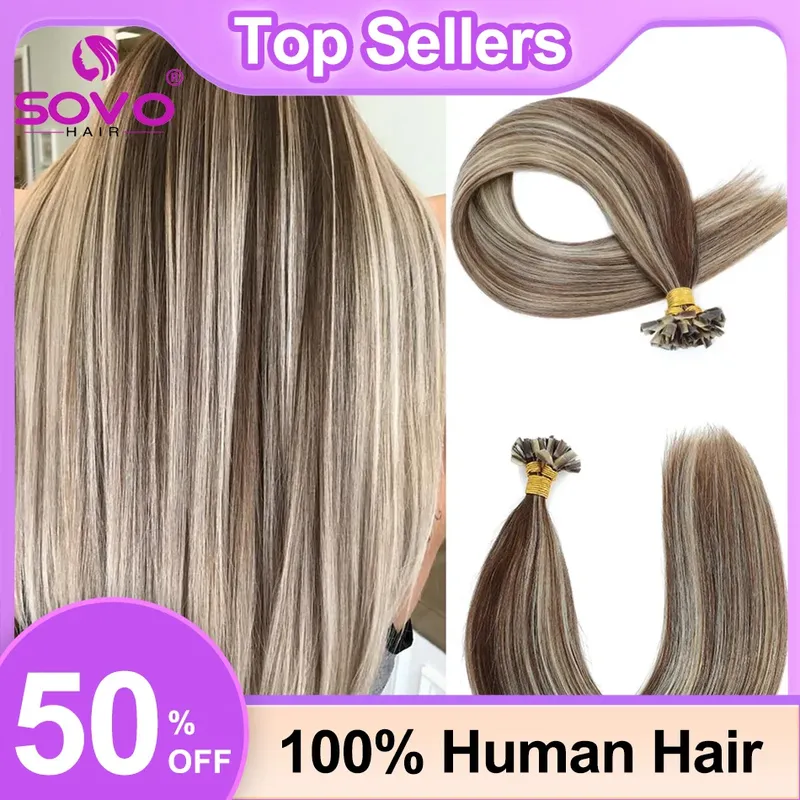 Echthaarverlängerung mit V-Spitze, Fusion-Haar, seidig glatt, dunkelbraun, vorgebundenes V-förmiges Keratin-Haar, vietnamesisches Remy-Haar für den Salon