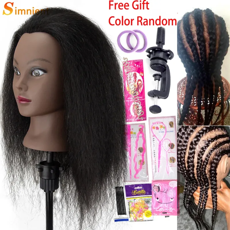 Afro-Mannequin-Köpfe zum Flechten von Maniquí-Haarpuppen, echtes menschliches Training, Friseurmodell, natürliches Damen-Friseurset, Perücken
