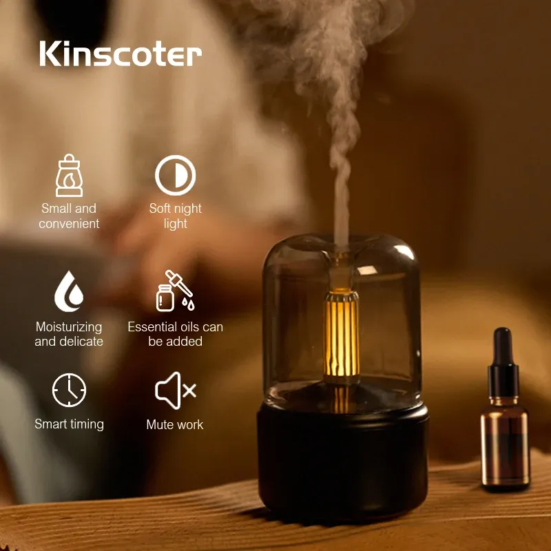 KINSCOTER Aromatherapie-Duftdiffusor für ätherische Öle, elektrischer USB-Aroma-Diffusor, Mini-Ultraschall-Luftbefeuchter für Schlafzimmer