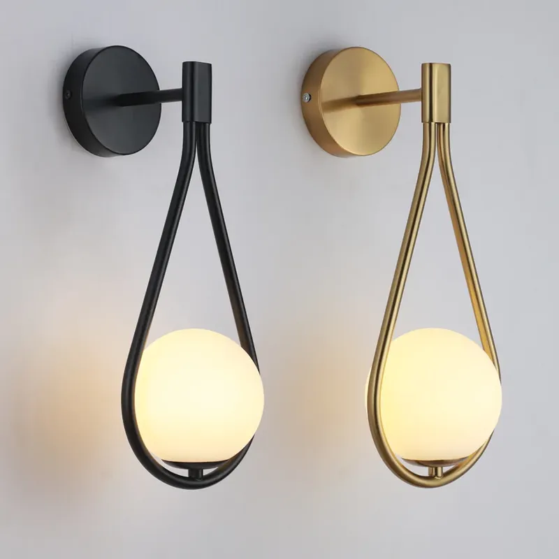 Nordic Kreative Luxus Glas Ball LED Wand lampe wohnzimmer Metall Moderne Minimalistischen Nacht Wand licht Schlafzimmer Leuchten