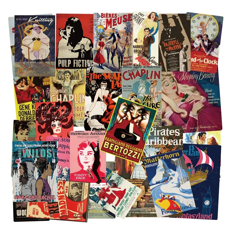 10/30/50/100PCS Klassische Vintage Film Poster Aufkleber Retro Cartoon Aufkleber DIY Reise Gepäck Skateboard auto Styling Aufkleber
