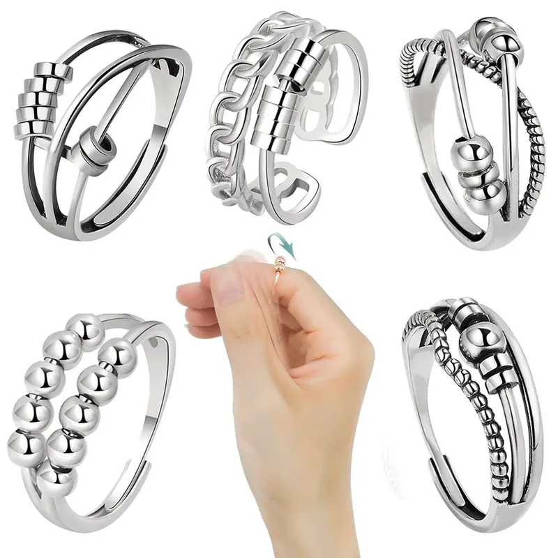SMJEL Anti-Stress-Angstring, Fidget-Spinner-Ringe, verstellbar, für Frauen, frei drehbar, Zubehör, Schmuck, Geschenke