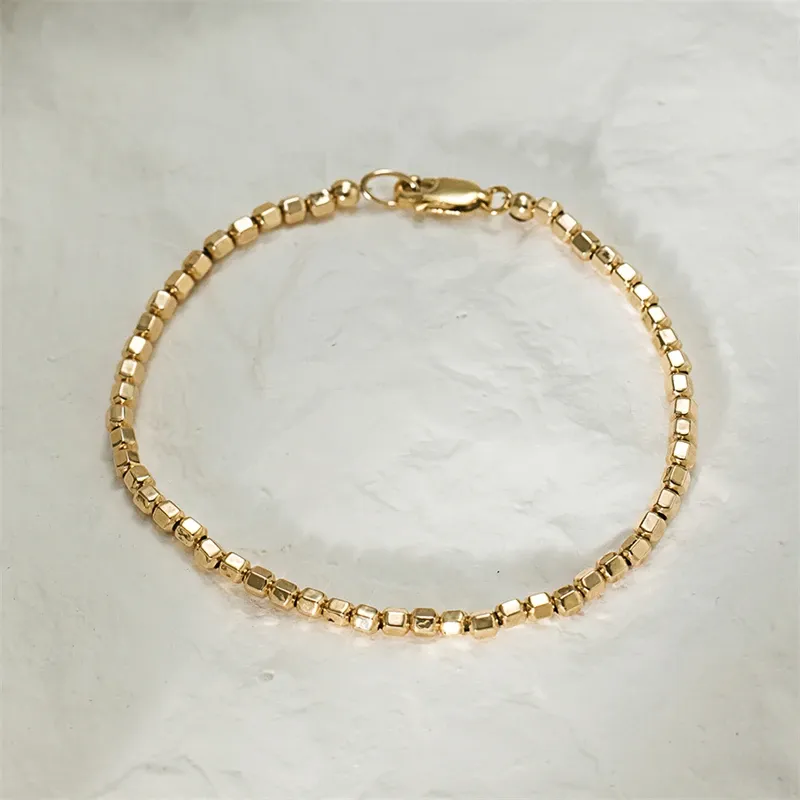 14K Gold gefülltes Perlenarmband, handgefertigt, anlaufgeschützter Schmuck, Boho-Armbänder, Fußkettchen für Frauen, Brautjungfern-Geschenk, Goldarmband