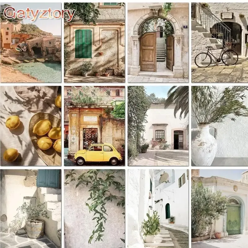 GATYZTORY DIY Malen nach Zahlen, handgemaltes Ölgemälde, Stadtlandschaft, Bild, Malen, Zeichnen auf Leinwand, Heimdekoration, einzigartiges Geschenk